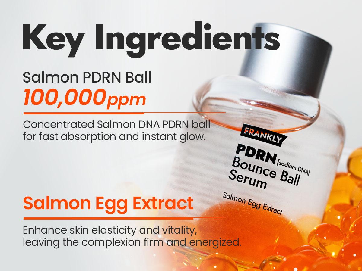 [FRANKLY] PDRN Bounce Ball Serum | 99% Pure Salmon DNA Moisturizer for Skin Repair & Glow Skin | Barrier Repair, Glow Skin, Plumping Effect, Korean Skincare, Lightweight