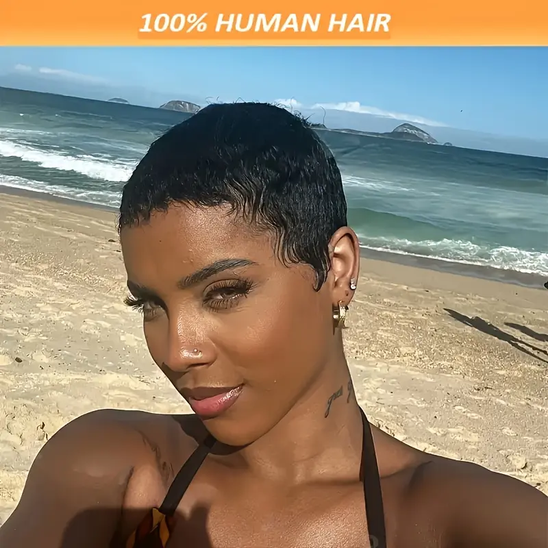 Brazilian Human Hair Pixie Cut Wig Glueless 150% Density Short Layered Amazon.com : PurpleSexy Pixie Cut Wigs for Black Women Chic  main image 2