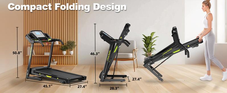 【New arrival with 3 incline】LIVIVOX 3.5 Folding Treadmill for Home/Office with Incline 330lb Weight Capacity, Portable Treadmill with Bluetooth, 12 Preset Programs, adjusting speed walking pad home gym equipment