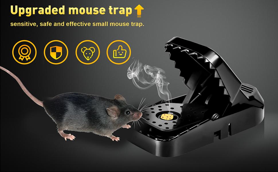 VRXVR Mouse Traps 12-Pack, Indoor Outdoor Use, Reusable ABS Plastic, High Sensitivity Quick Kill, Easy Setup, Safe No Touch Design, Small Mice Catchers for Home