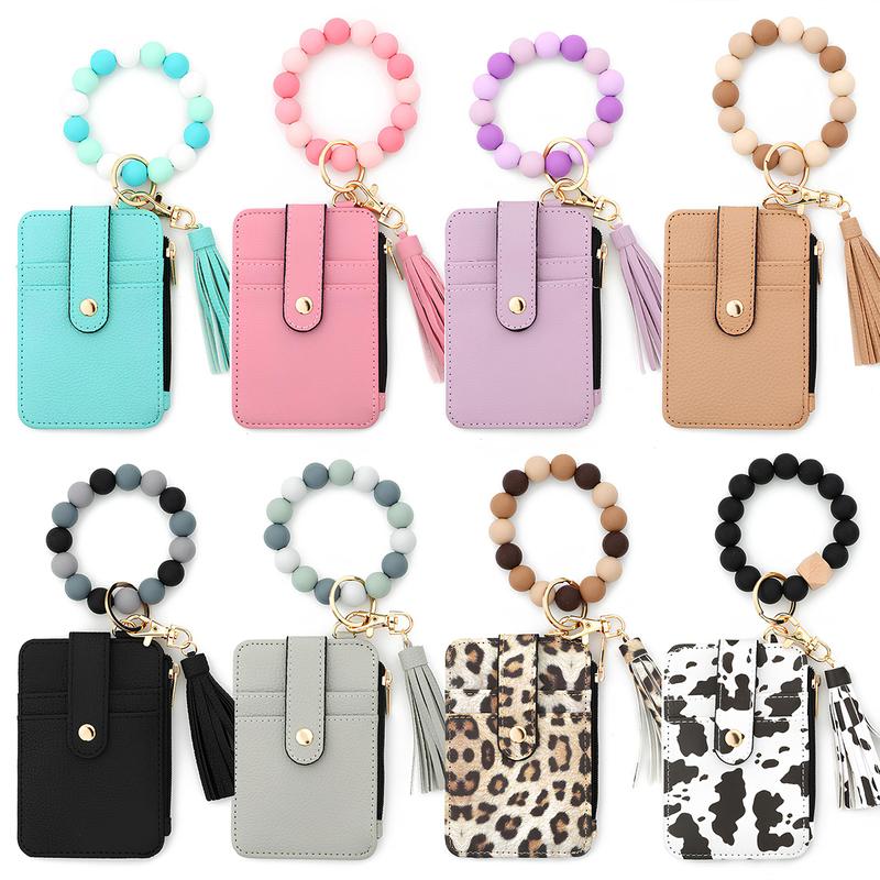 Fashionable Boho Style Tassel Beaded Keychain, featuringa wallet and bracelet function, perfect as a birthday giftfor women and girls, and a perfect match for everydayoutfits.