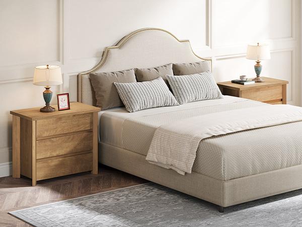 Tribesigns Nightstand with 3 Drawers, Farmhouse Large Bedside Table with Storage for Bedroom, Living Room, Easy Assembly, Rustic Brown (1 pc)