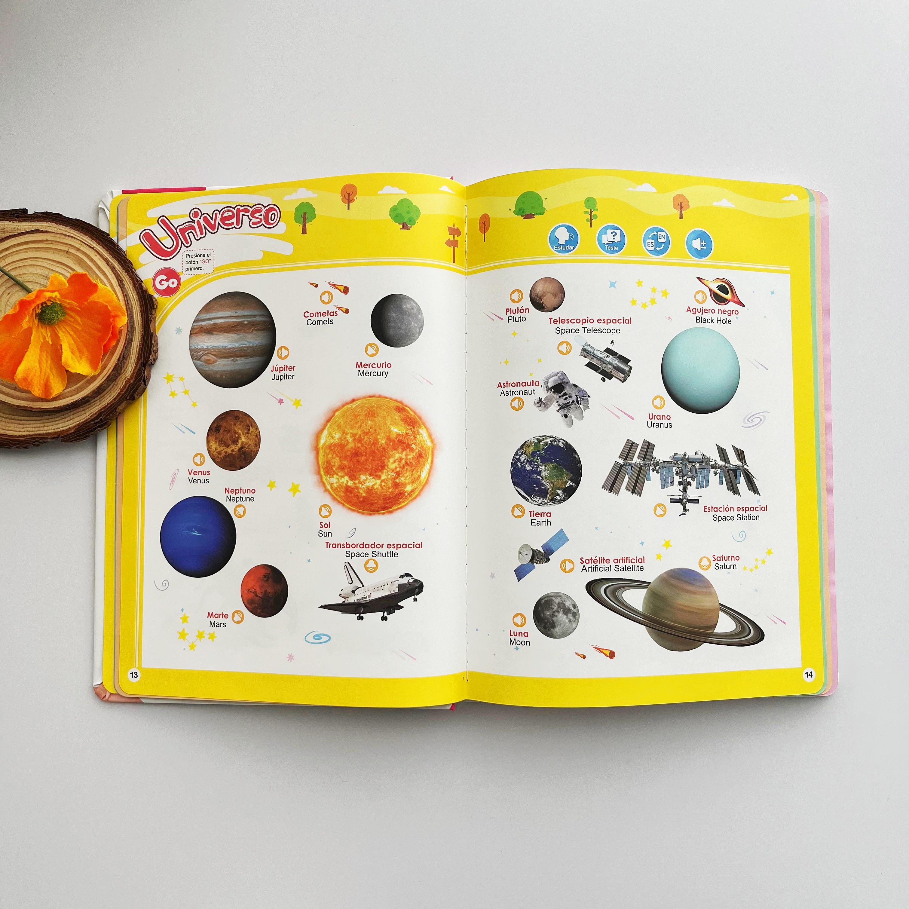 Spanish Interactive Educational Toy for Kids 1–6, Bilingual Sound Book for Early Language Learning, Interactive Educational Toy with 300+ Words & 13 Themes, Perfect Gift Idea for Toddlers