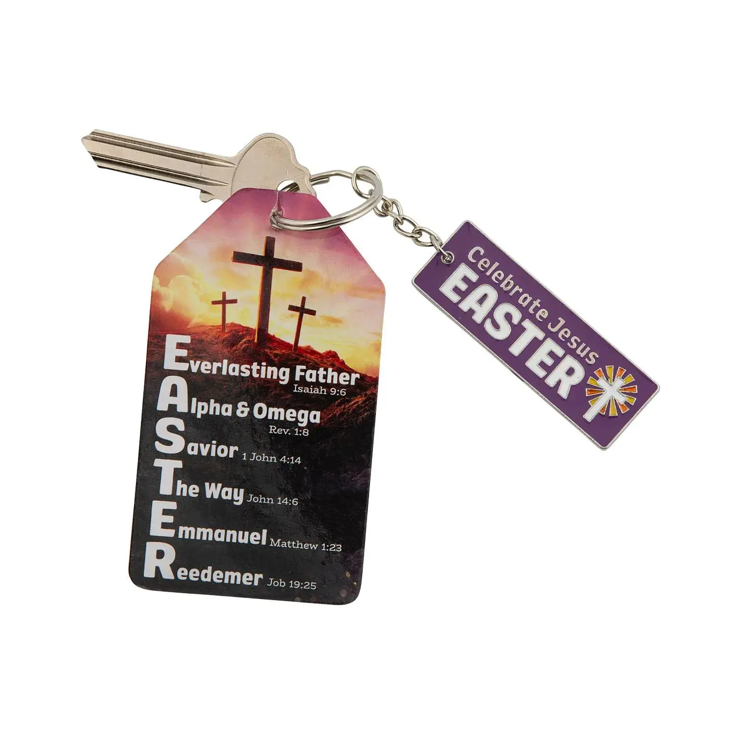 Faith-Filled Religious Easter Keychains with Names of God Card - 12 Pc.