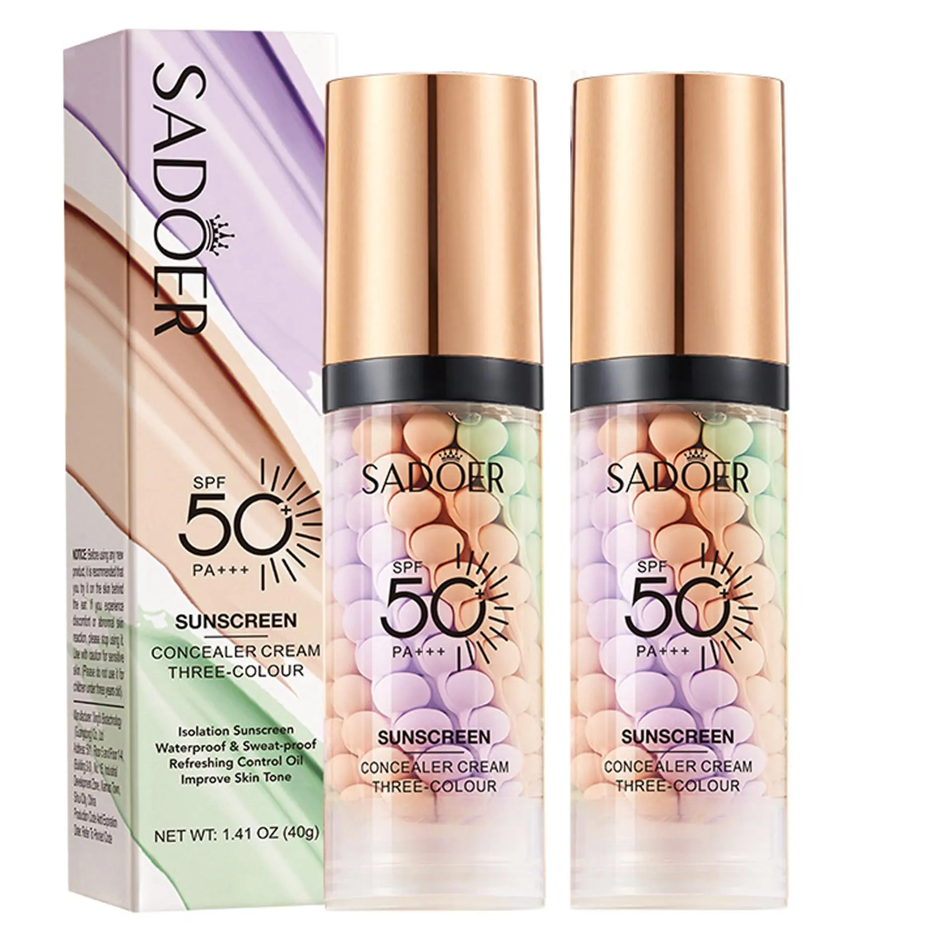 2 piece Primer for Face Before Makeup, One Step Color Corrector Primer, SPF 50 PA+ 3 In 1 Sunscreen Isolation Cream, Color Correcting Facial Serum Oil Control & Moisturizing Skin Tone summerwins,back to school