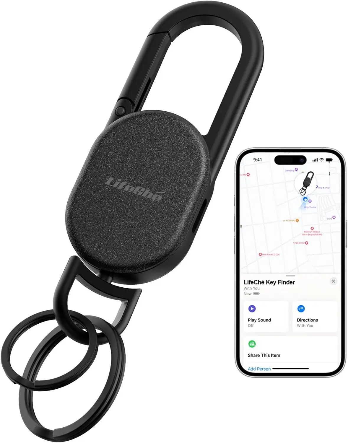 LifeChe GPS Keychain Tracker - Bluetooth 165ft Range, Apple Find My Compatible, Military-Grade Stainless Steel, Rechargeable, User-Friendly, Perfect Gift