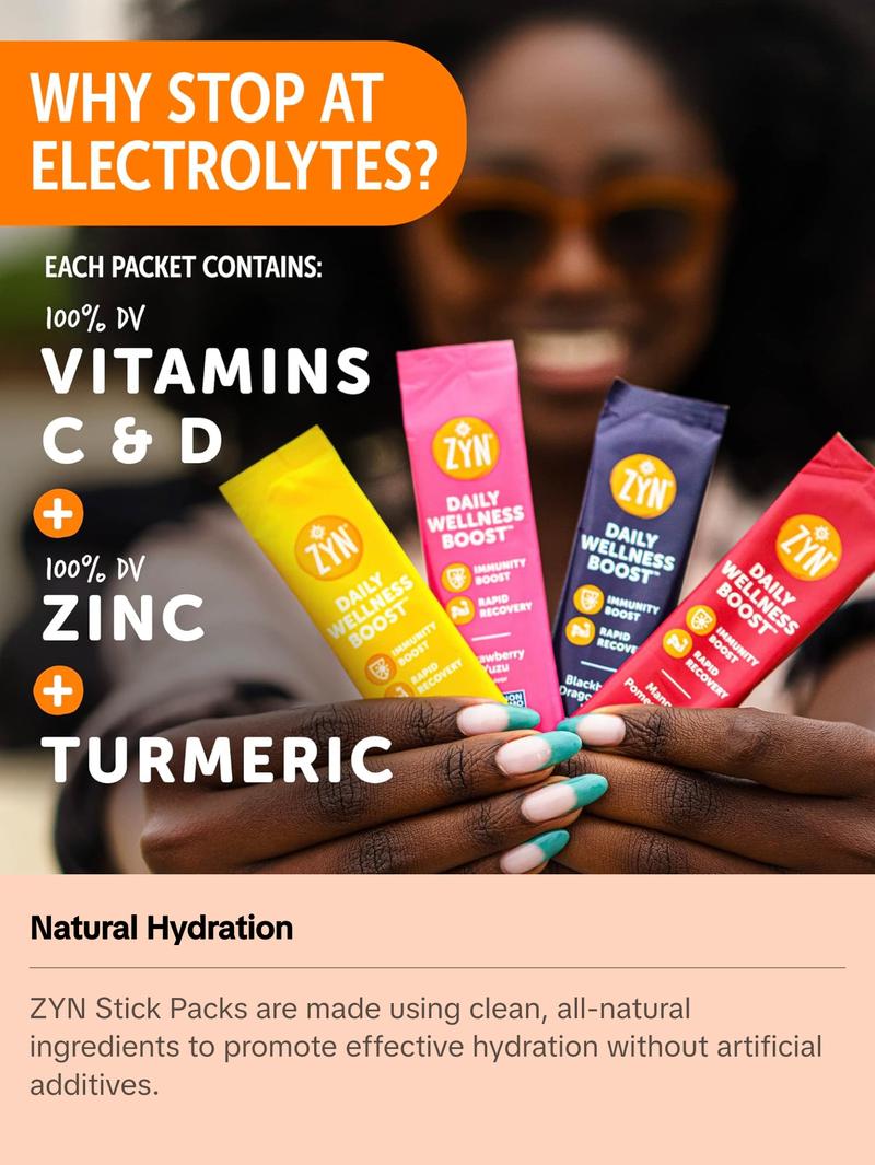 ZYN Turmeric Electrolyte Drink Mix Hydration Variety Pack, with Turmeric, Vitamin C, Vitamin D, Zinc - Benefits Healthcare Natural ZYN Turmeric Electrolyte Drink Mix Hydration Variety Pack, with Turmeric, Vitamin C, Vitamin D, Zinc - Benefits Healthcare Natural