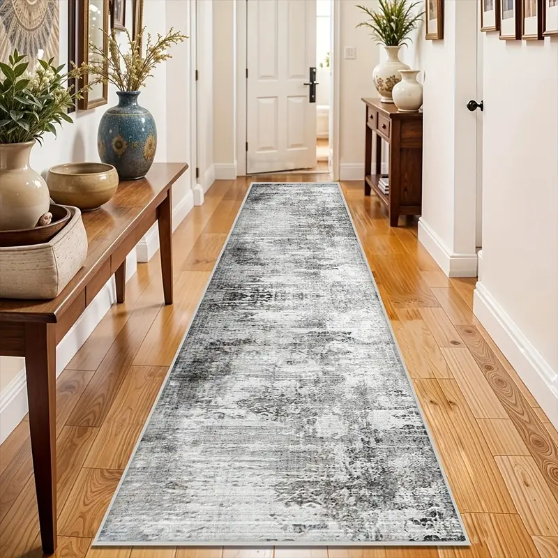 Modern Minimalist Long Runner Rug, Premium Gray Design Floor Mat, Durable Kitchen Mat, Easy-Clean Machine Washable Runner Carpet, Suitable for Entryway Laundry Room Living Room