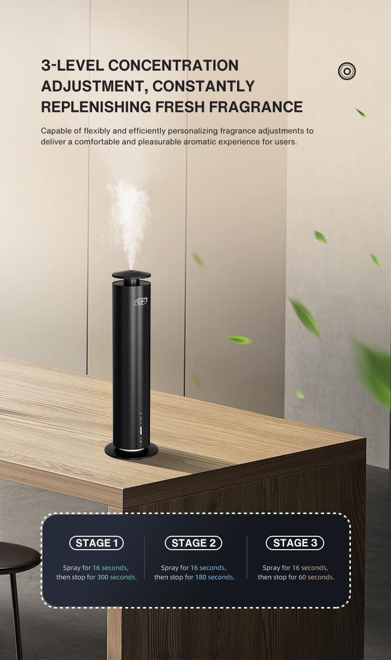 Intelligent Column Aroma Diffuser with Automatic Fragrance Sprayer for Home Bedroom Fresh Air Deodorizing Diffusing Includes 3 Essential Oil Bottles A
