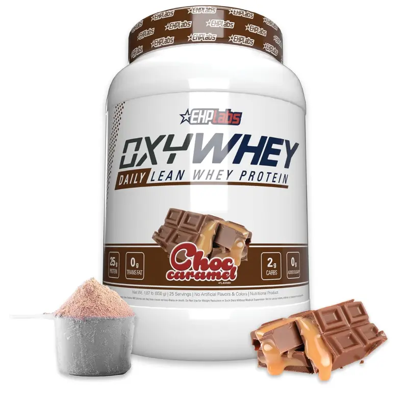 EHP Labs OxyWhey Whey Protein Isolate 25g High Protein Low Carb Sugar Free Meal Replacement Lean Chocolate Caramel Flavor for Muscle Recovery Non-GMO Gluten Free 25 Serves