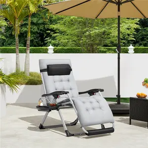 Costoffs XL Zero Gravity Recliner, 29-Inch Oversized Folding Lounge Chair with Padded Cushion & Side Tray