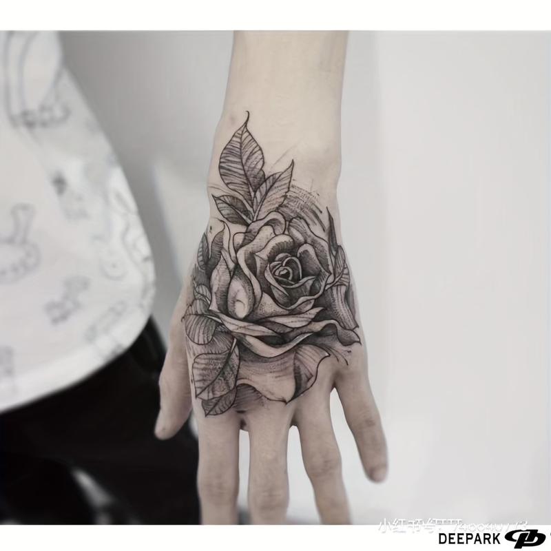 6 large herbal tattoo stickers, including 1 rose element and 5 random styles, lasting 7-15 days, waterproof and durable, realistic effect, suitable for people who are afraid of pain and don't want tattoos 6 large herbal tattoo stickers, including 1 rose element and 5 random styles, lasting 7-15 days, waterproof and durable, realistic effect, suitable for people who are afraid of pain and don't want tattoos