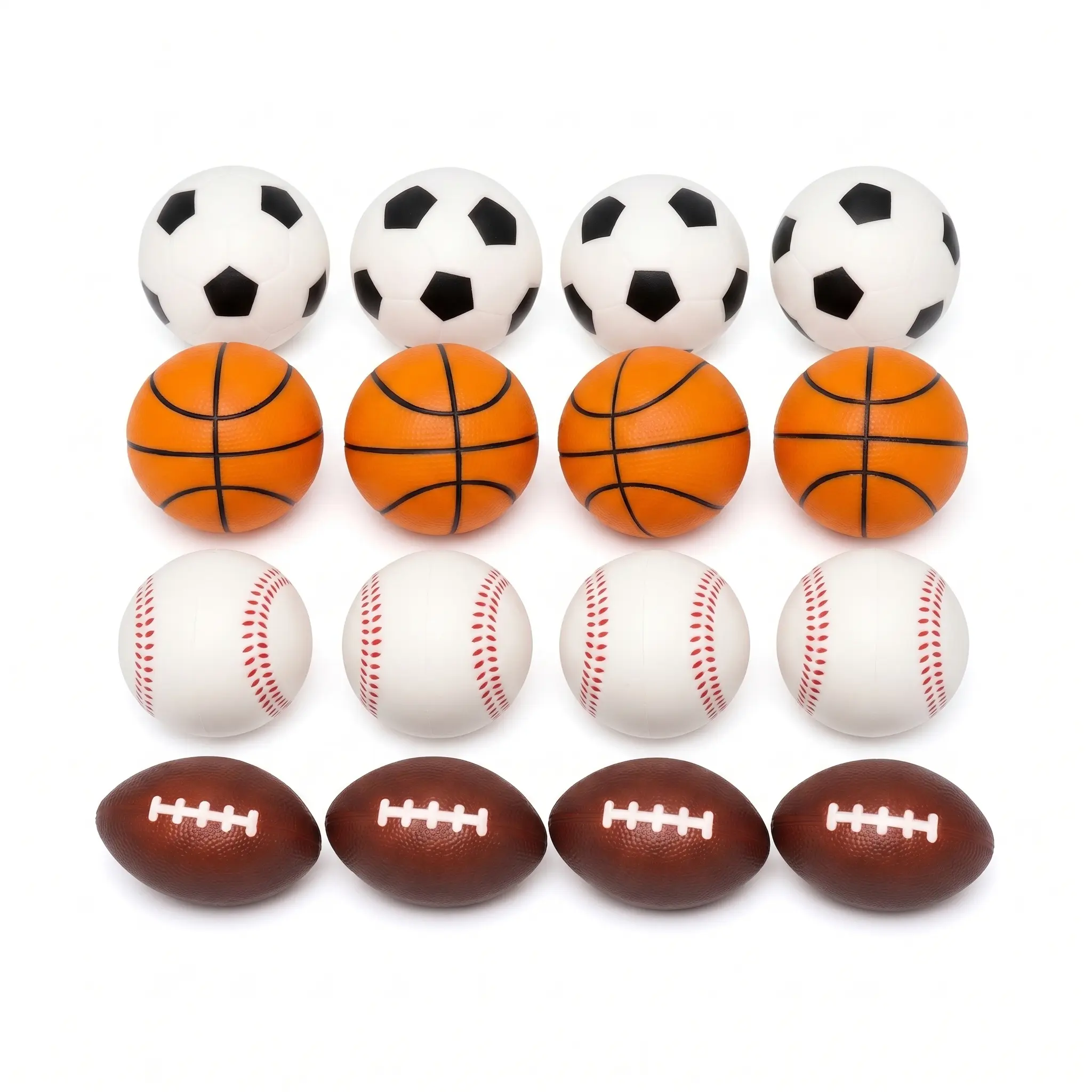 MIAODAM 8/16/24-Pack Sports-Themed Squishy Stress Balls for Kids - Soft Squeeze Fidget Sensory Toys, Calming Relief Set (Football, Baseball, Basketball, Rugby) - Perfect for Toddler Quiet Time & Classroom Rewards