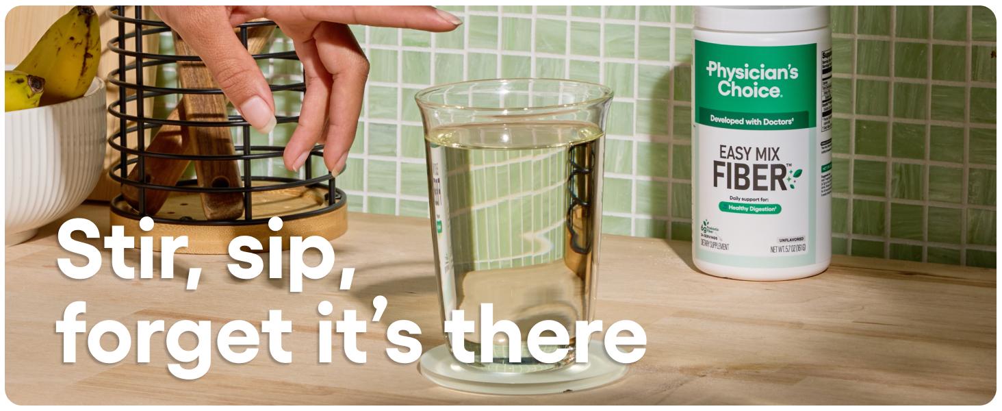 Physician’s Choice Easy Mix Fiber Powder - Sugar Free, No Grit & Tasteless - Prebiotic Fiber Supplement for Regularity, Digestion & Gut Health