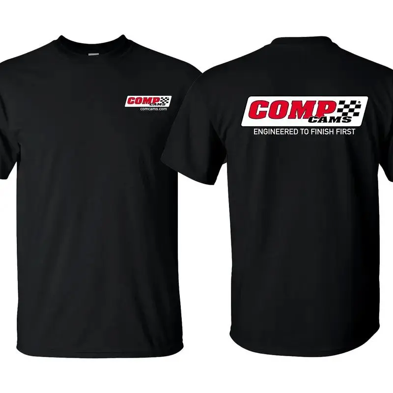 [100% Cotton]COMP Cams Racing T-Shirt, Engineered to Finish First Mechanic Tee, Automotive Performance Shop Shirt, Premium Cotton Blend, Unisex Fit for Men and Women, Gift for Car Enthusiasts, Racers, and Mechanics  Printed Lightweight 180gsm T-shirt Blac