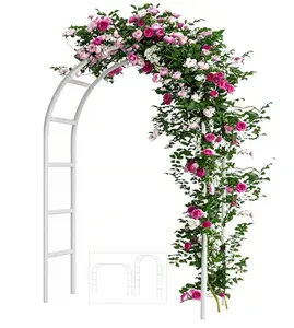 Metal Garden Arch Trellis for Climbing Plants 7.8ft Outdoor Arch Wedding Halloween Christmas Vine Trellis Pumpkin Archway Assemble Freely 2 Sizes White