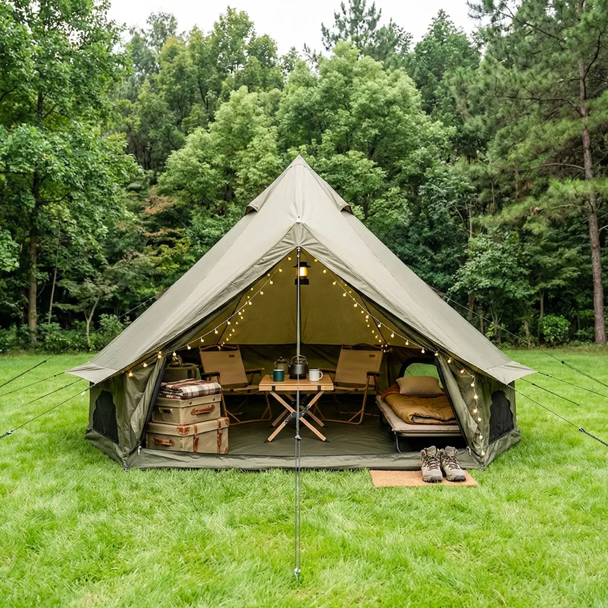 [Bellemave] 13.1FT Waterproof Glamping Yurt Tent with Built-in Stove Jack, Fits 8 People Family Camping Tent for Outdoor Parties & Camping