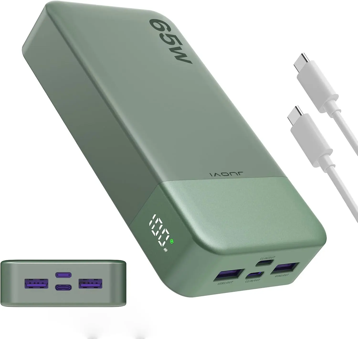 JUOVI Portable Mobile Power Bank (10001-20000mAh) - 65W Fast Charging, 2 USB-C + 2 USB-A Ports, Compatible with MacBook, Laptops, iPhone 17/16/15/14 Series, Samsung Smartphones (Outdoor Use), Battery Power Bank tiktokshopbacktoschool, Led Light, Portable
