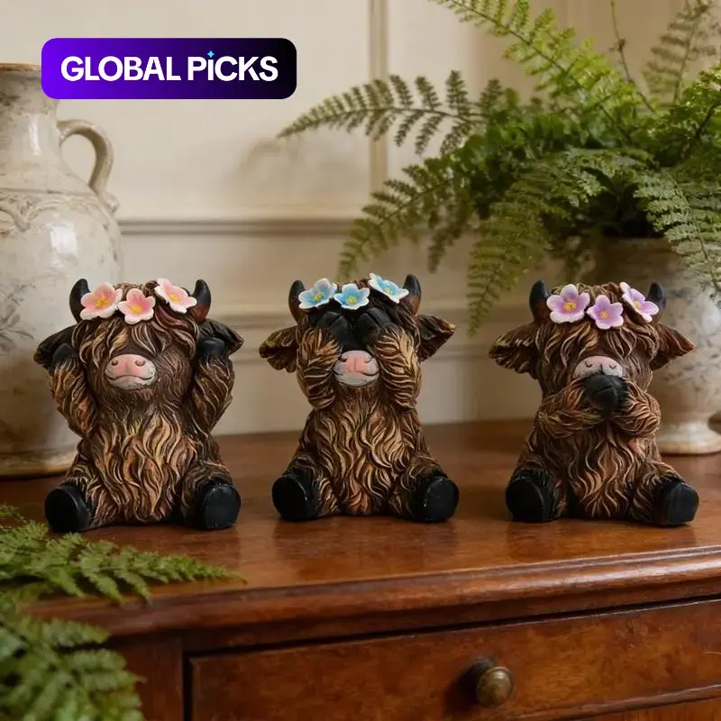 Highland Cow Statue, Resin Animal Series Figurines, Decorative Ornaments, Decorative Sculptures, Home Decor for Garden and Desk, Perfect Gift for Cow Lovers, Easter, Christmas & Mother's Day #GLOBAL PICKS