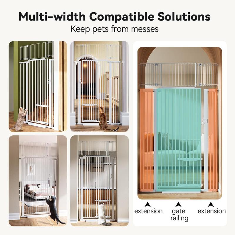 71" Extra Tall Pet Gate for Cats, 29.5-40.6" Extra Wide Cat Gate with Adjustable Cat Door, Pressure Mounted Easy Walk Through Pet Gate with Door for Stairs, Doorways, Kitchen