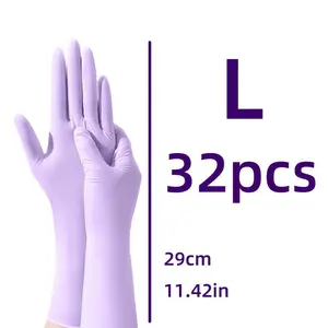 30/50Pack, 12inch Purple Nitrile Gloves, Extended and Thickened, Unisex, Non-Slip Kitchen Dishwashing Gloves, Household Cleaning Laundry Gloves