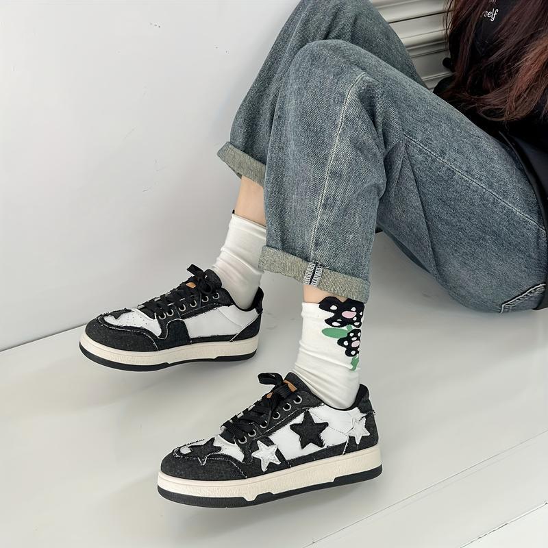 Women's Lightweight Breathable Vintage Star Patterned Casual High Top Sneakers Non Slip Sole Four Seasons Skateboard Running Shoes Black Women's Lightweight Breathable Vintage Star Patterned Casual High Top Sneakers Non Slip Sole Four Seasons Skateboard Running Shoes Black
