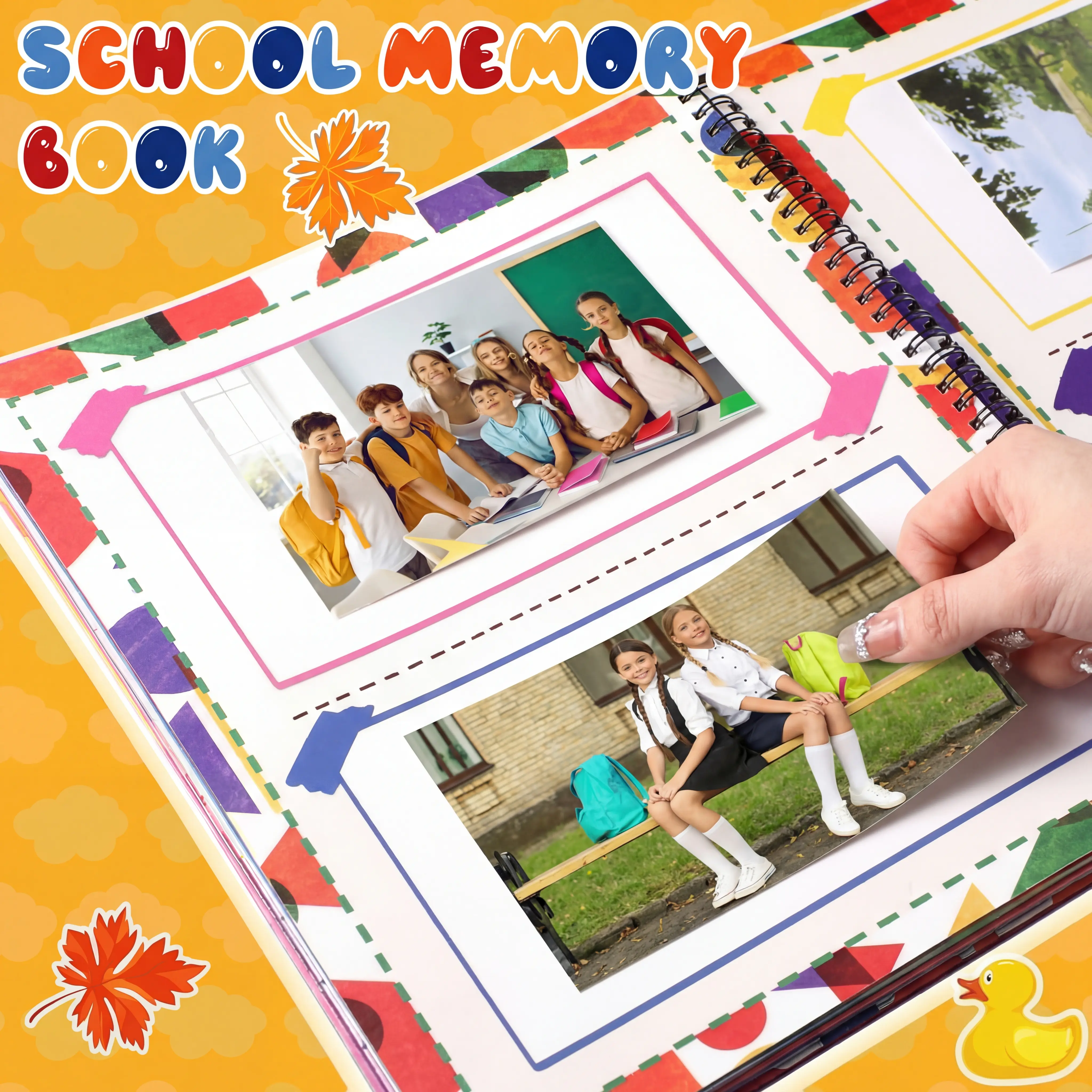School photos displayed inside the memory book
