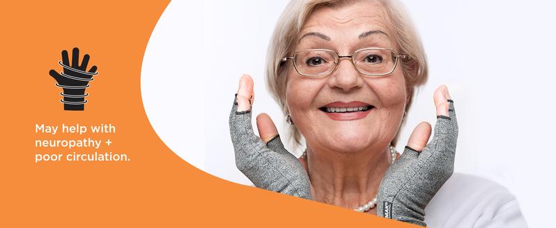 BrownMed IMAK Arthritis Gloves - Open Fingertips, Mild Pressure for Warmth and Circulation