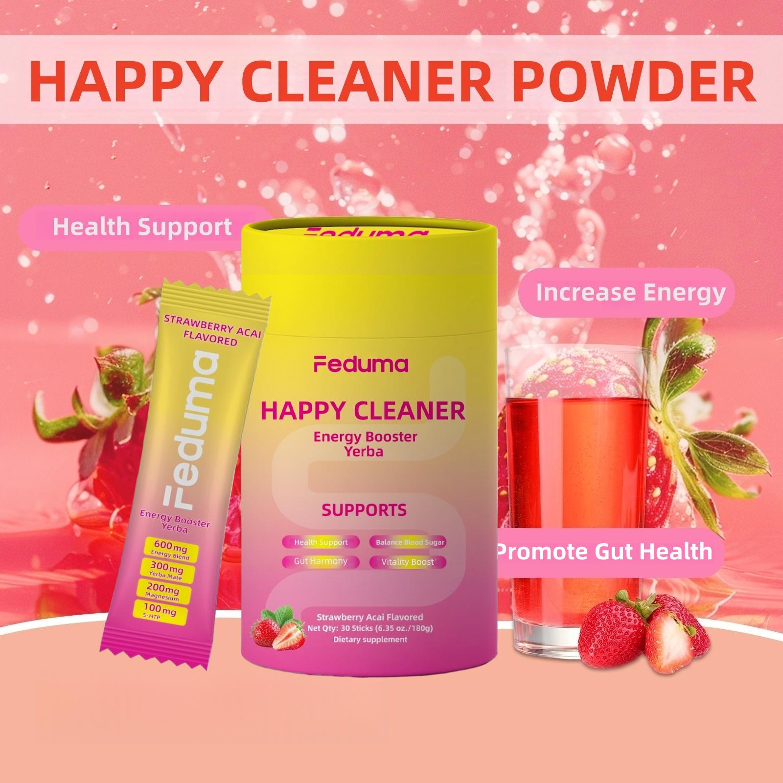 Feduma Happy Cleaner Drink Mix Berberine, Chromium, 5-HTP, Yerba Mate & Magnesium  60 Sticks -Strawberry Flavor Cutting Drink Mix