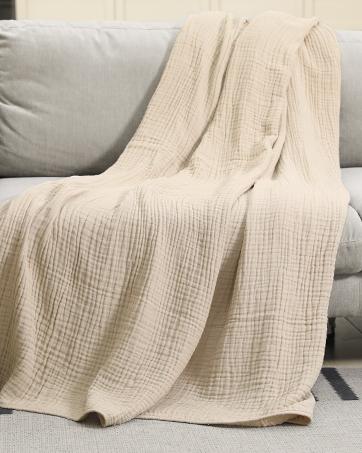 Yoofoss Throw Blanket 100% Natural Muslin Cotton Soft and Comfortable for Home Decor