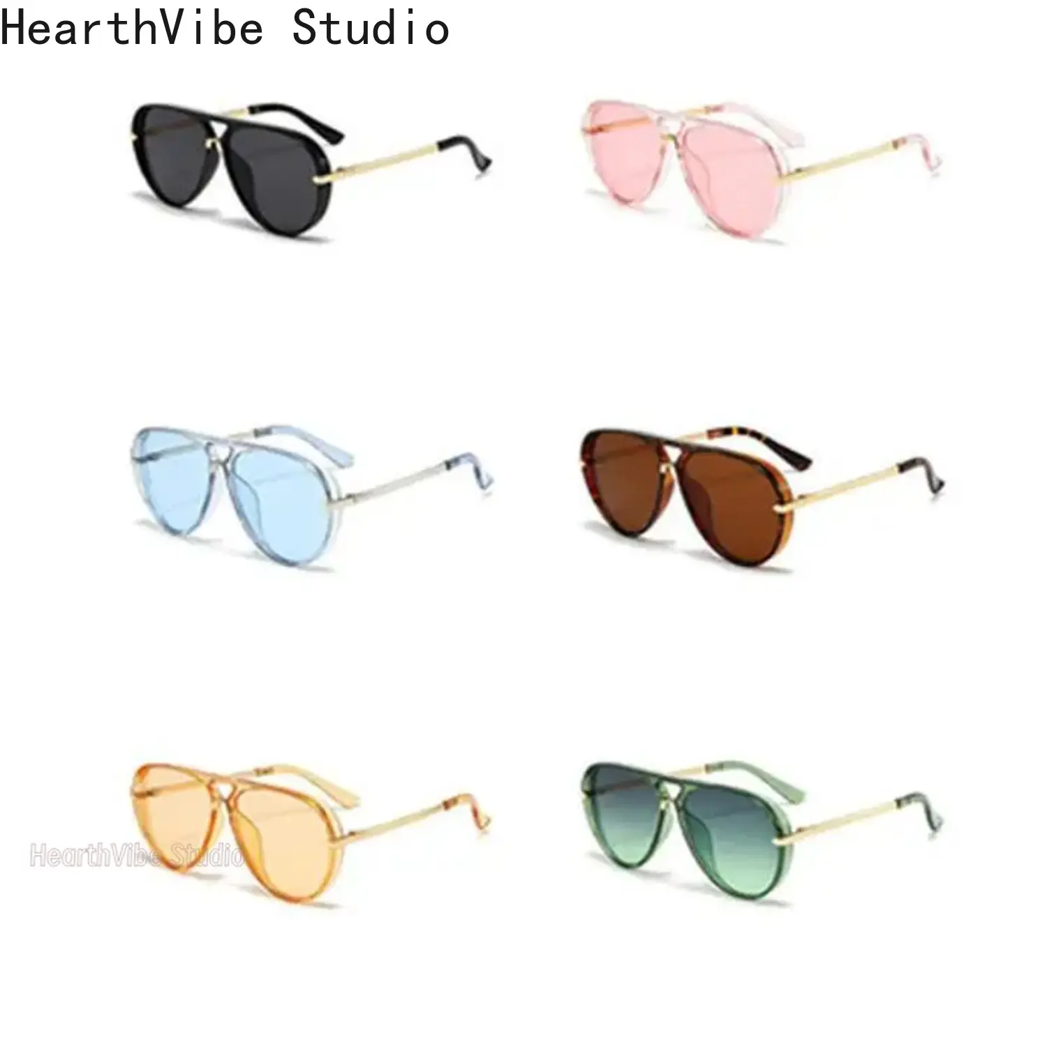 2026 New Fashion UV400 Oversized Aviator Women's Sunglasses, Retro Style, Available in Neon Green, Black, Pink, Blue, Red, Brown, Womens Sunglasses, Classic Aviator Sunglasses, Trendy Casual Sunglasses