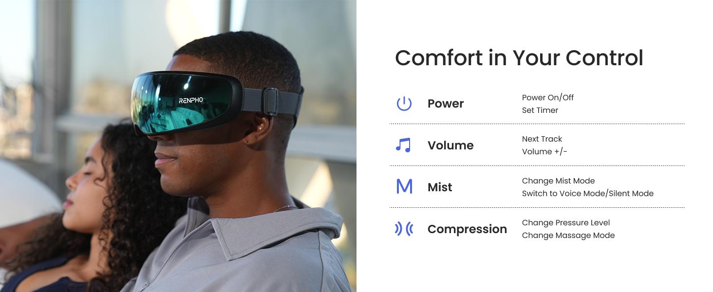 RENPHO Eyeris Caligo Eye Massager,Mist & Temple Massage, Relieves Migraines, Spring Glow Up Eye Strain & Dry Eyes, Adjustable Slidable Massagers, Bluetooth Music, Gift Choice for Man Women RENPHO Eyeris Caligo Eye Massager,Mist & Temple Massage, Relieves Migraines, Spring Glow Up Eye Strain & Dry Eyes, Adjustable Slidable Massagers, Bluetooth Music, Gift Choice for Man Women