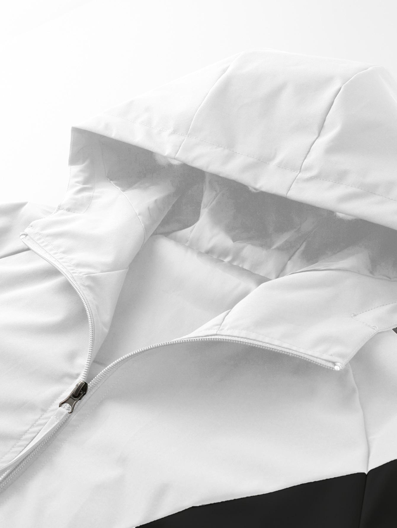 Men’s color-block lightweight hooded jacket made from windproof, abrasion-resistant fabric featuring slanted zip pockets—ideal for streetwear, trendy gatherings, everyday casual wear, and commuting; a versatile, lightweight jacket suitable for spring and