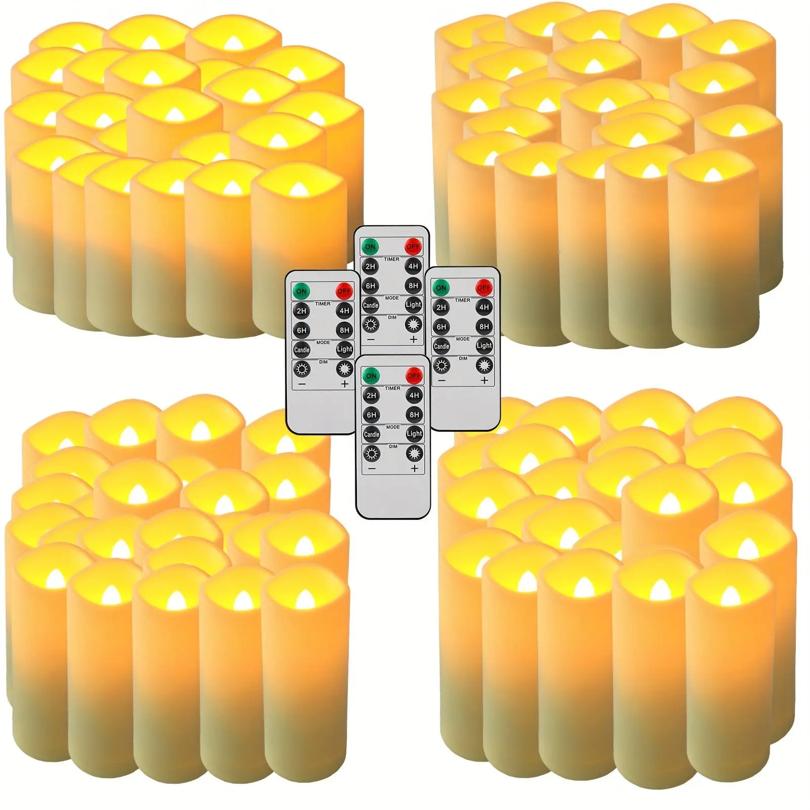 72-Pack Plastic Flameless Flickering Candle Lights Set with Box, 2.2in Depth, Remote Control & Timer Enabled, Indoor Festive Decor for Christmas, Anniversary Home Supplies