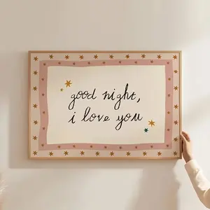 Featuring a Charming Nursery Quote That Says 'Good Night I Love You'. This Whimsical Wall Art Print Is Perfect for a Room And Adds a Delightful Touch to Playrooms, Bedrooms, And Modern Home Decor, Decoration, Paper