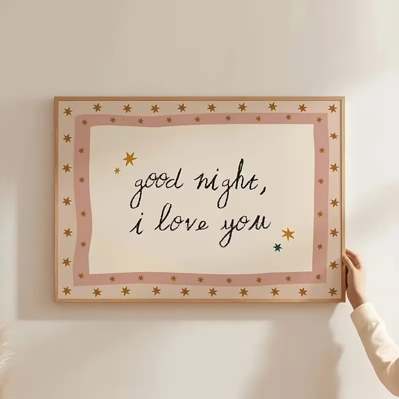 Whimsical Paper Wall Art Print Tube - 'Good Night I Love You' Nursery Quote, 11x17/12x18/16x24/17x17/24x36 in Sizes, Safe Sturdy Packaging, Perfect for Kid Room Decoration & Modern Home Decor