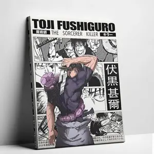 Minimalist Toji JJK Anime Poster Print, Retro Manga Wall Art, Minimalist Otaku Decor