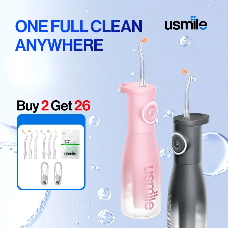 usmile C30 Cordless Oral Irrigator - Single Unit, 60s Continuous Flossing, 60-Day Battery, 5 Intensity Levels with Gum Care Mode for Deep Clean, IPX7 Waterproof, BPA-Free, USB-C Rechargeable for Home Travel, Care Oral Irrigators