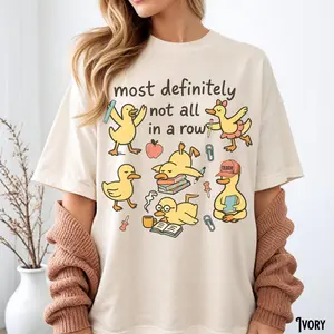 Comfort Colors Funny Teacher Shirt, Playful Ducks In A Row T-Shirt, Aesthetic Humorous Chaos Teach Tee, Trendy Oversized Back To School Design, Premium Garment Dyed Teacher Appreciation Gift