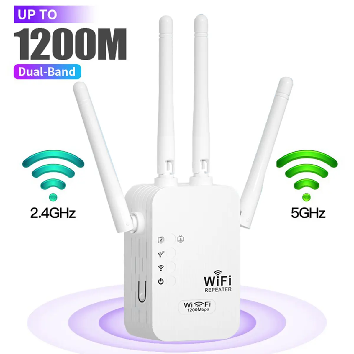 WiFi Extender 2026, AC1200 Dual Band (5GHz/2.4GHz) Signal Booster, Covers 10,000 sq. ft & 50 Devices, Repeater with Ethernet Port for Home, Gifts