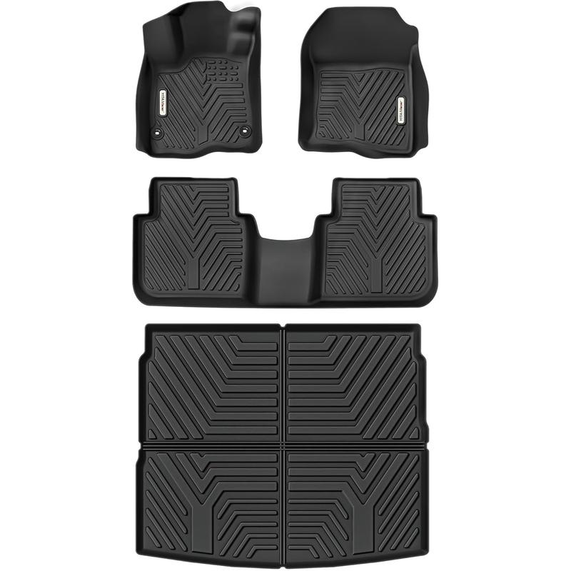 YITAMOTOR Floor Mats & Cargo Liner Fit for Honda CR-V 2025 2024 2023, All Weather TPE Custom Fit CRV (Include Hybrid Models) Floor Liners with Cargo Mat (Upper Position) Full Set, Black Protector
