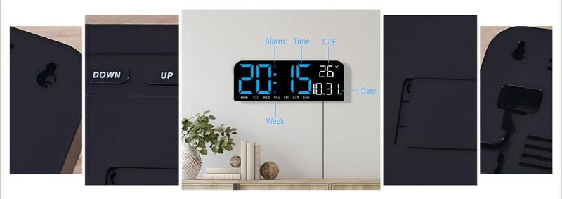 LED Digital Alarm Clock with Dual Alarm, Digital WallClock for Home Bedroom & Office, 10"Large Display12/24H Desk Clock with Temperature/Humidity/Week/Adjustable Dimmer, Minimalist Clock Lights Set, NewYear's Day Decorations, Valentine's Day Gifts