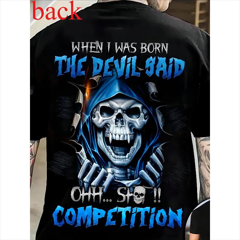 Easter Idea Men's Casual Crew Neck Graphic T-shirt with Stylish Skull Print, Versatile Short Sleeve Tee for Summer Sport And Casual Wear, 3D Digital Print, Outdoor Clothing Classic Tshirt