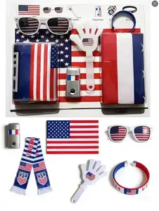 6-in-1 Soccer Game Fan Cheering Kit, Football season, midsummer, Soccer, Scarf, Glasses, Wristband, Racket, Face Painting, Flags, Sporting Event Spectator Cheering Props, Festive Events, Designed for Game Day Support