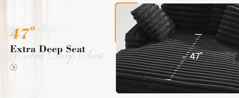 Apicizon Oversized Chaise Lounge Chair, Fluffy Cozy Sleep Couch with Striped Faux Fur Throw Pillow, Modern ‌Full Size Bed for Living Room/Bedroom