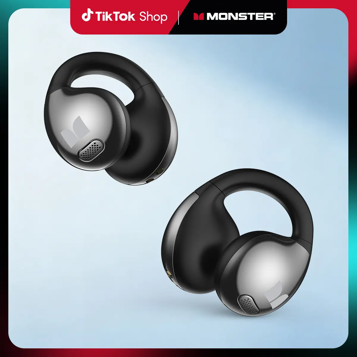Monster Open Ear AC600 Headphones, Bluetooth 5.4 Wireless Earbuds with HiFi Stereo, Clip-On Earbuds with ENC Clear Call, 21H Playtime, Touch Control, IPX6 Waterproof Wireless Headphones for Sport