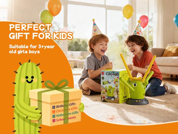 Borledor 4-in-1 Remote Control Cactus Toy Set - Musical Bouncing Game with Ring Toss, Baseball, and Rocket Launcher, Perfect for Thanksgiving Family Fun, Active Play Indoors and Outdoors for Ages 3 and Up