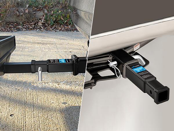 Nilight Trailer Hitch Receiver Extender Adapter Reducer 2 to 1-1/4 Inch Hitch Adapter 6-4/5 inch Extension Sleeve Convertor 350Lbs with 1/2-Inch Diameter Pin and Clip with 5/8-Inch Adapter