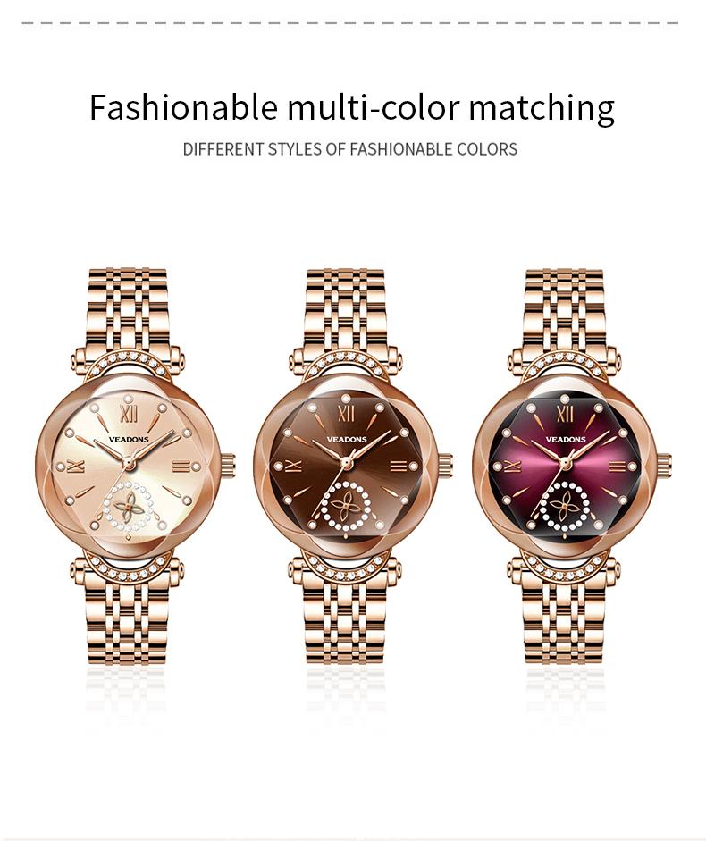 Luxury Watch  Women's Jewelry Watch Valentine’s Day Gift Elegant Diamond Cut Crystal Four Leaf Clover Pearl Elements Stainless Steel Case Waterproof Design for Daily Wear or Gifting ChristmasGift