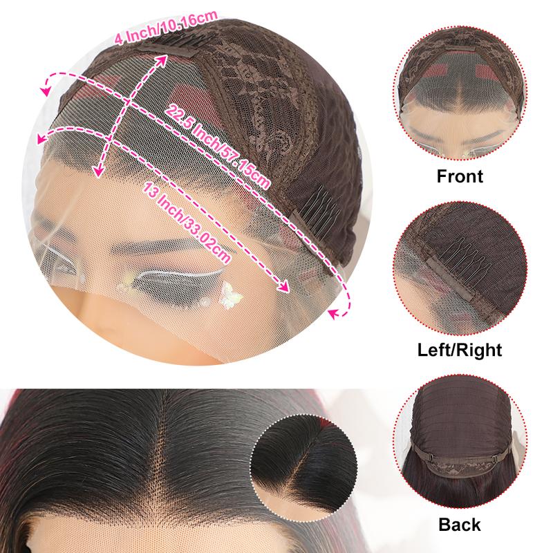 QD-Tizer Blonde Red and Black Color Synthetic Lace Front Wigs 13x4 Lace Area Blonde red Highlights color on Black Hair Long Wavy Curly Hair Wigs for Women Body Wave Hairstyle Glueless Pre PLucked Suitable for Daily Wear Cosplay Halloween Party